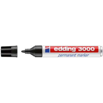 Marcador permanente edding 3000 com tampa preta