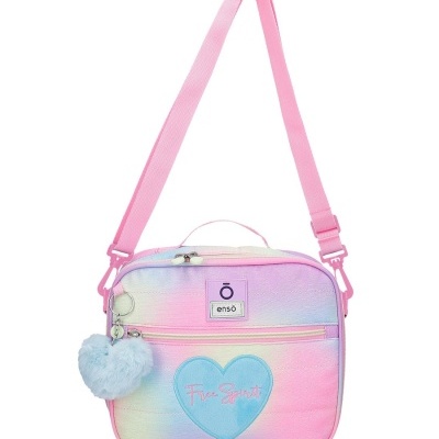 Mochila pequena pastel com alça rosa e coração azul Free Spirit