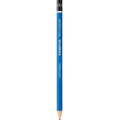 Lápis de madeira azul Staedtler Mars Lumograph com ponta e borracha preta