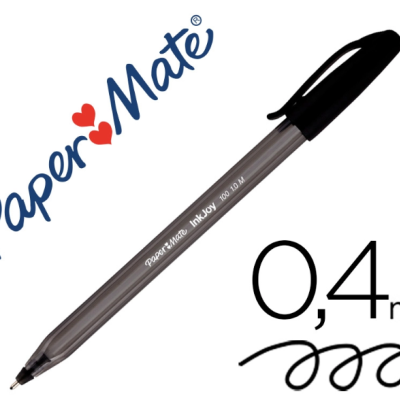 Caneta esferográfica Paper Mate InkJoy 100 0,4 mm com corpo cinzento e tampa preta