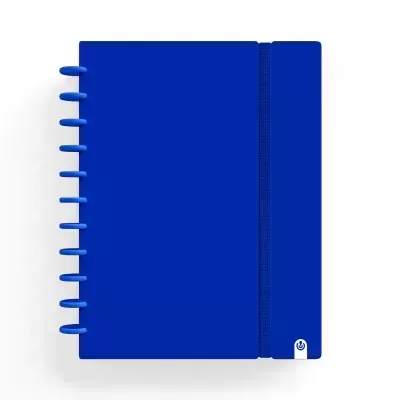 Caderno de argolas azul com fecho elástico