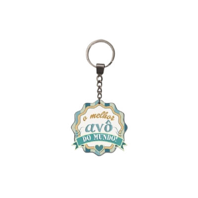 Porta-chaves decorativo com texto em azul e bege o melhor avô do mundo!