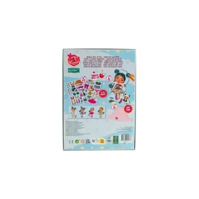 Embalagem de brinquedo com personagens e autocolantes coloridos