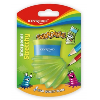 Apontador expansível verde e azul embalagem colorida KEYROAD