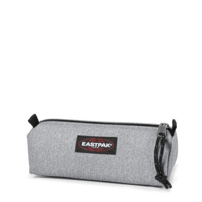 Estojo escolar cinza claro EASTPAK com fecho de correr preto e puxador de cordão