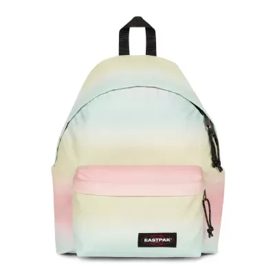 Mochila Eastpak colorida com bolso frontal e alça preta