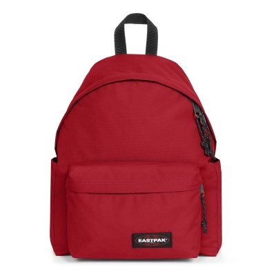 Mochila vermelha da marca EASTPAK com bolso frontal e alça preta.