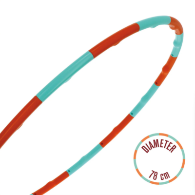 Aro de hula hoop laranja e azul turquesa de 78 cm de diâmetro
