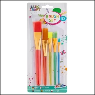 Conjunto de 5 pincéis coloridos em embalagem BASIC CRAFT BRUSH SET 5X