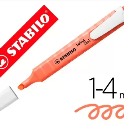 Marcador Stabilo Swing Cool salmão com tampa branca e texto preto