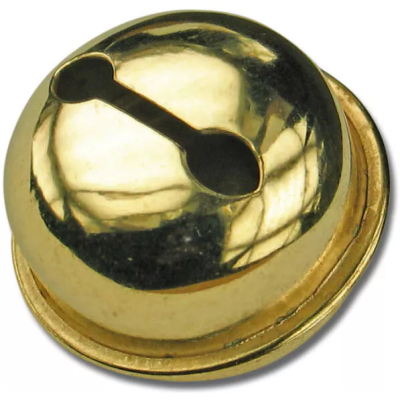 Sino pequeno redondo dourado com fenda em forma de osso