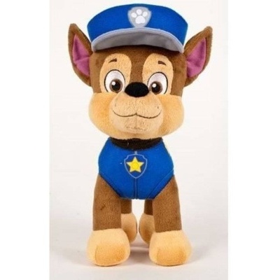 Pelúcia do personagem Chase da série infantil em tecido azul, castanho e bege