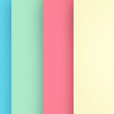 Papéis coloridos azul, verde claro, rosa e amarelo alinhados verticalmente