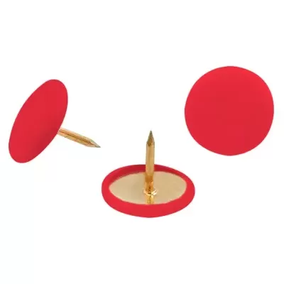 Tachinhas vermelhas com espigões dourados sobre fundo branco