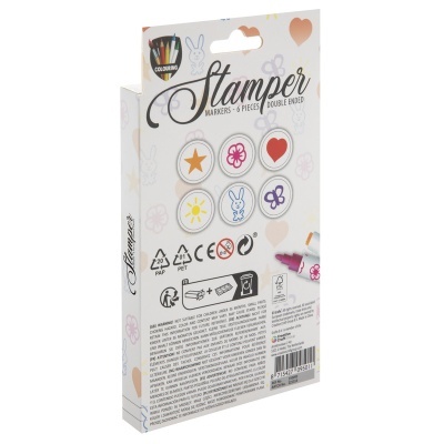 Caixa de marcadores Stamper com várias estampas coloridas