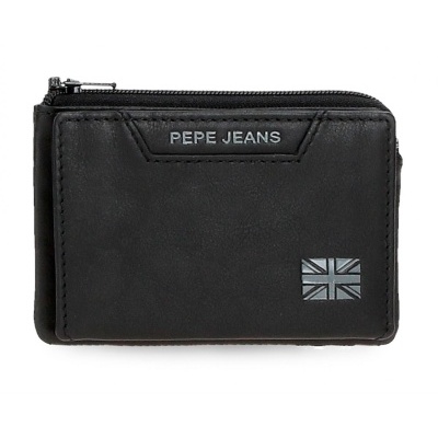 Carteira ou porta-moedas preto com fecho e logótipo PEPE JEANS