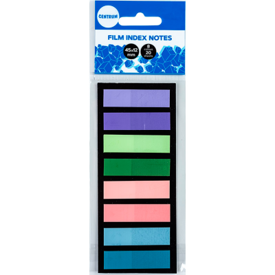 Notas autocolantes coloridas CENTRUM Film Index Notes em embalagem