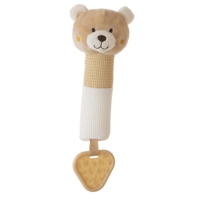 Brinquedo para bebé com cabeça de urso e mordedor amarelo