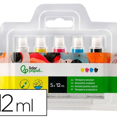 Estojo de 5 frascos de tinta escolar témpera