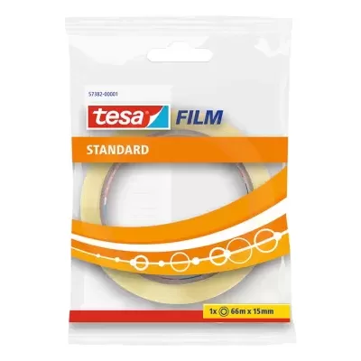 Rolo de fita adesiva Tesa Film Standard em embalagem branca e laranja