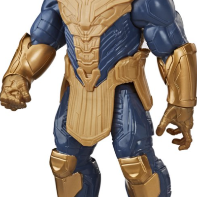 Boneco de ação Thanos com armadura dourada e corpo azul