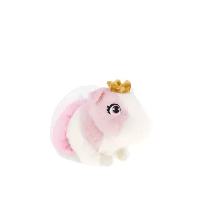 Peluche de porquinho-da-índia rosa, branco e dourado com saia de tule