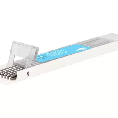 Conjunto de lâminas de alargador de furo em aço com suporte branco e transparente