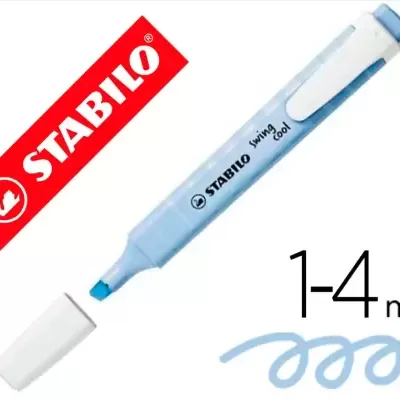 Marcador destacador Stabilo Swing Cool azul claro com tampa branca e ponta de 1-4 mm