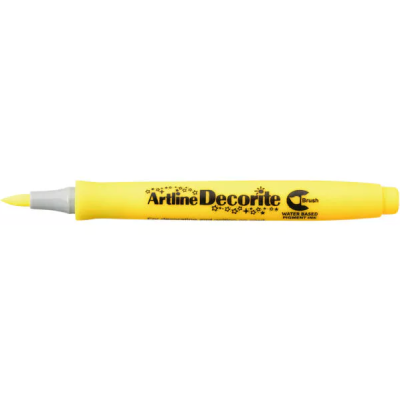 Marcador Artline Decorite amarelo com pena tipo pincel