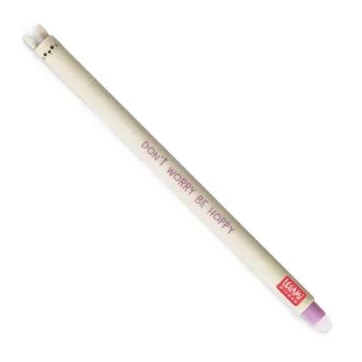 Caneta creme com orelhas de coelho e texto divertidO