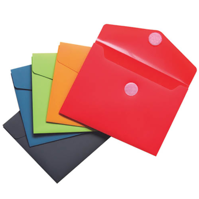 Carteiras organizadoras coloridas de plástico com fecho de velcro