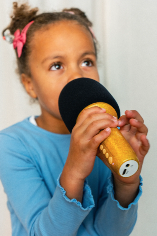 Microfone sem fio Glitter Dourado| Lalarma Microfone sem fio Glitter Dourado| Lalarma