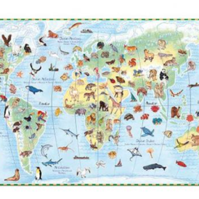 Puzzle Mapa Mundi e seus animais | Djeco