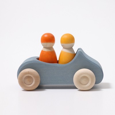 Carro Azul e 2 Bonecos Peg Amarelo e Laranja