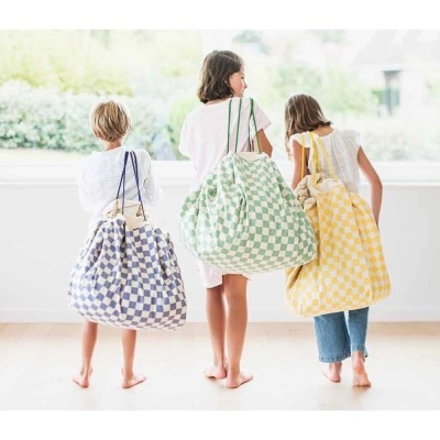 Vichy Verde Tapete de Atividade Reversível | Saco Play & Go