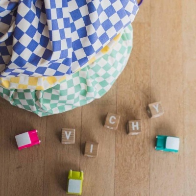 Vichy Verde Tapete de Atividade Reversível | Saco Play & Go