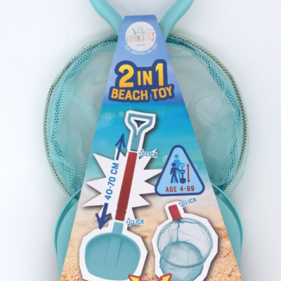 Kit praia | pá grande e rede de pesca | CompacToys