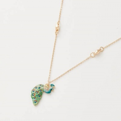 Pavão | Colar Curto Esmaltado | Fable