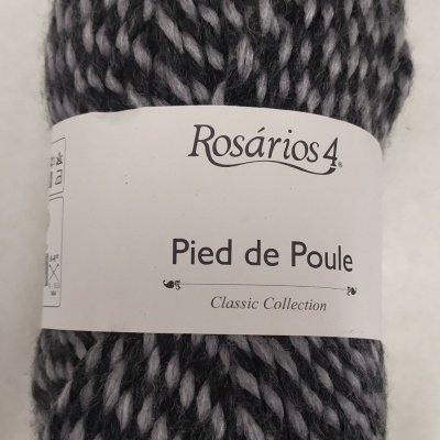 Novelo de lã Rosários 4 Pied de Poule cor 27 em tons de cinzento