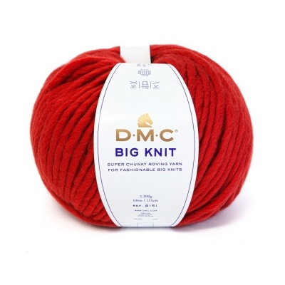Novelo de lã grosso vermelho D.M.C Big Knit com etiqueta branca
