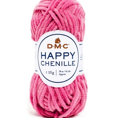 Novelo de fio chenille rosa DMC Happy Chenille Cor 24