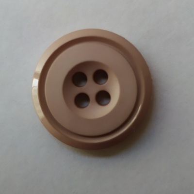Botão redondo castanho claro com quatro orifícios