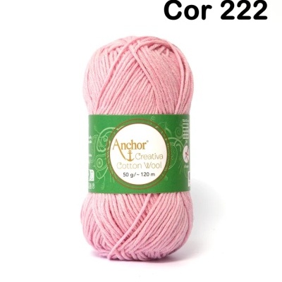 Novelo de lã rosa Anchor Creativa Cotton Wool com rótulo verde