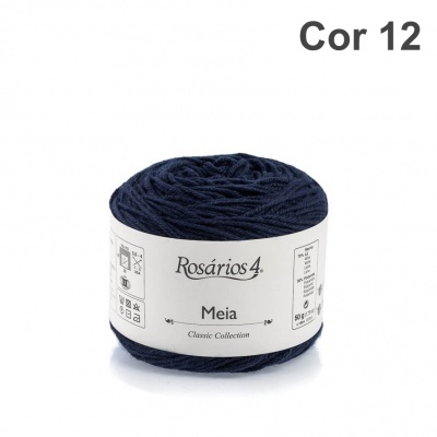 Meada de fio de lã azul escura Rosários 4 Meia Classic Collection