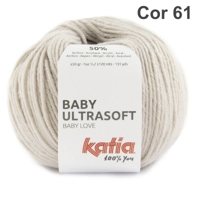 Novelo de lã creme Katia Baby Ultrasoft com etiqueta