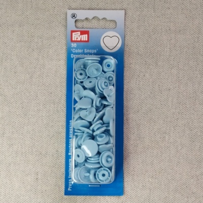 Pacote de 30 botões de pressão azuis marca Prym em embalagem azul