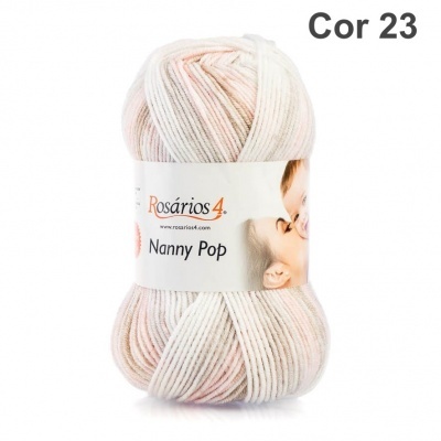 Novelo de lã Rosários 4 Nanny Pop cor 23 em tons bege e rosa claro