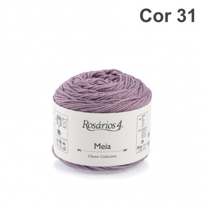 Novelo de lã lilás Rosários 4 Meia Cor 31