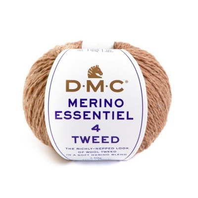 Novelo de lã Merino Essentiel 4 Tweed castanho claro da D.M.C com etiqueta