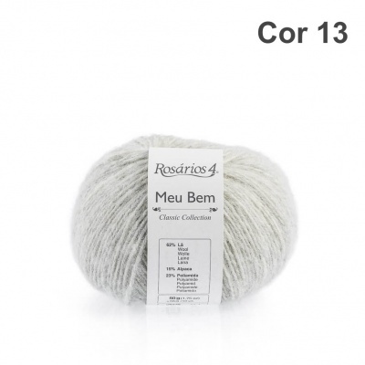 Novelo de lã cinza claro Rosários 4 Meu Bem Cor 13